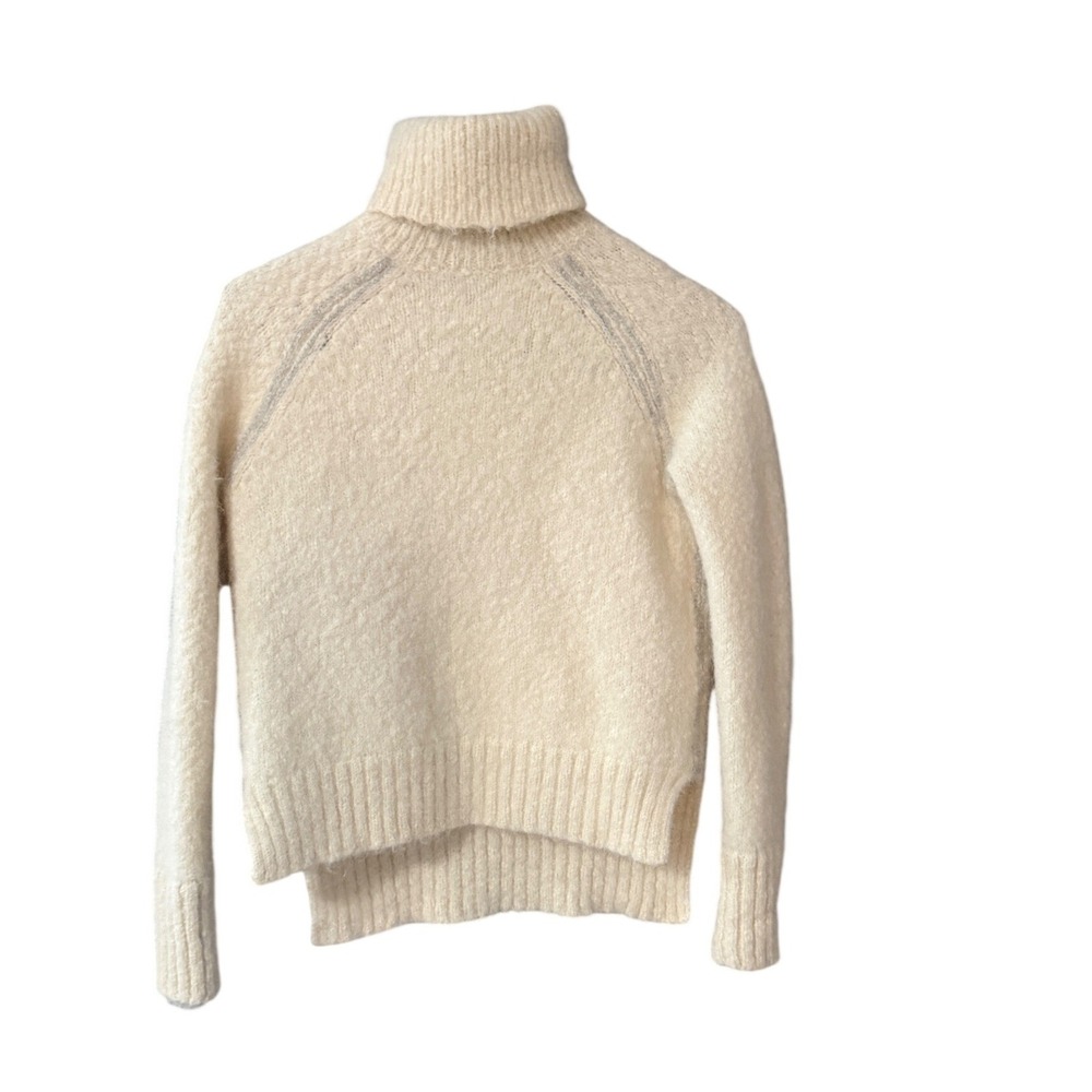 J.Crew Alpaca Merino Cashmere Blend Turtleneck Sweater Ivory‎ Cream Back Zip XS